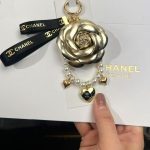 Camellia Flower Keychain Gold