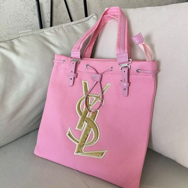 Tote Shoulder Bag Leather Canvas Vintage - Image 5