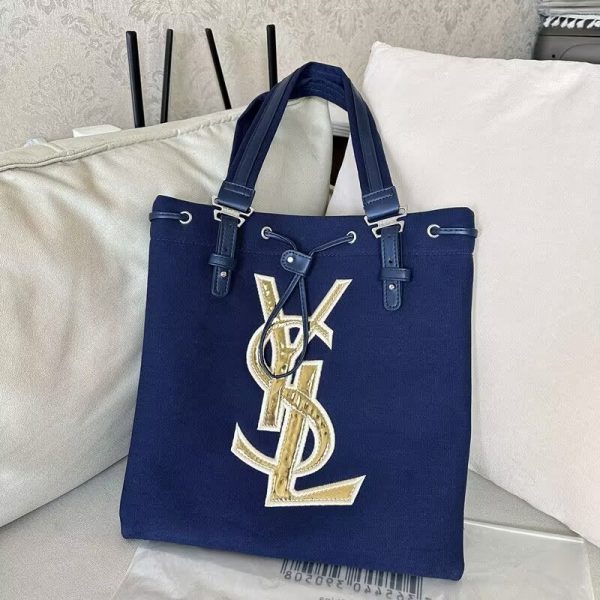 Tote Shoulder Bag Leather Canvas Vintage - Image 4