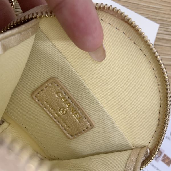 Lambskin Round Coin Purse and Case Gold/Black - Image 13