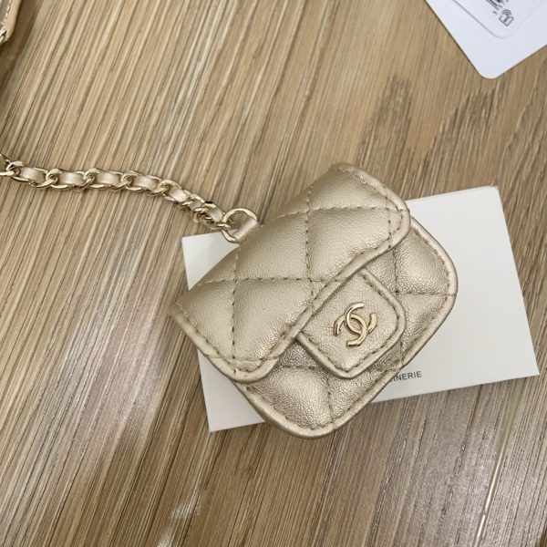 Lambskin Round Coin Purse and Case Gold/Black - Image 8