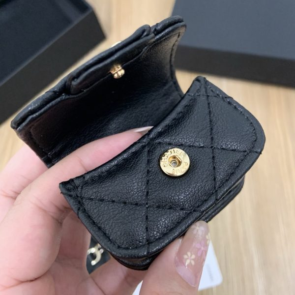 Lambskin Round Coin Purse and Case Gold/Black - Image 20