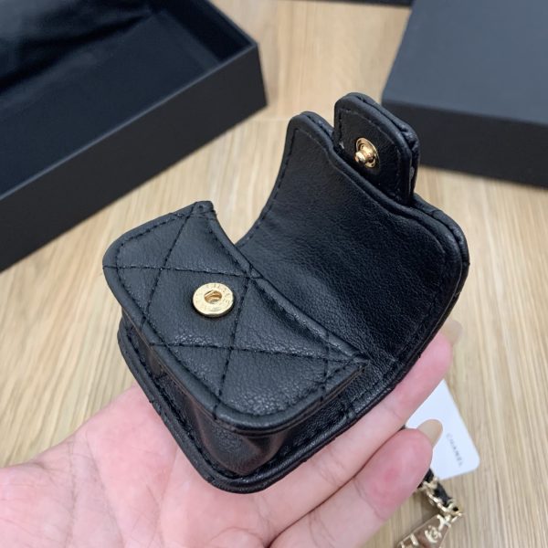 Lambskin Round Coin Purse and Case Gold/Black - Image 19
