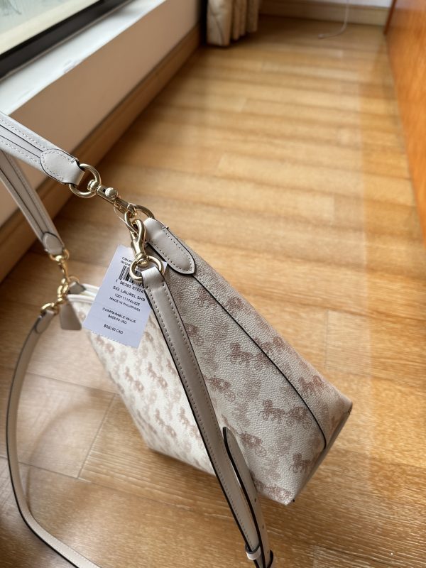 Shoulder Bag Laurela Horse Carriage Print White CBL85 - Image 9