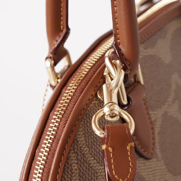 Sabrina Top Handle Satchel Bag Signature Canvas Crossbody Brown CAS19 - Image 5