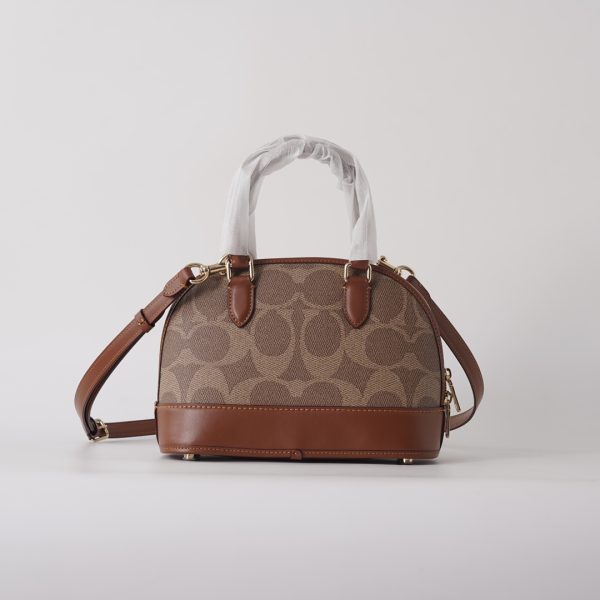 Sabrina Top Handle Satchel Bag Signature Canvas Crossbody Brown CAS19