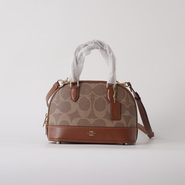 Sabrina Top Handle Satchel Bag Signature Canvas Crossbody Brown CAS19 - Image 2