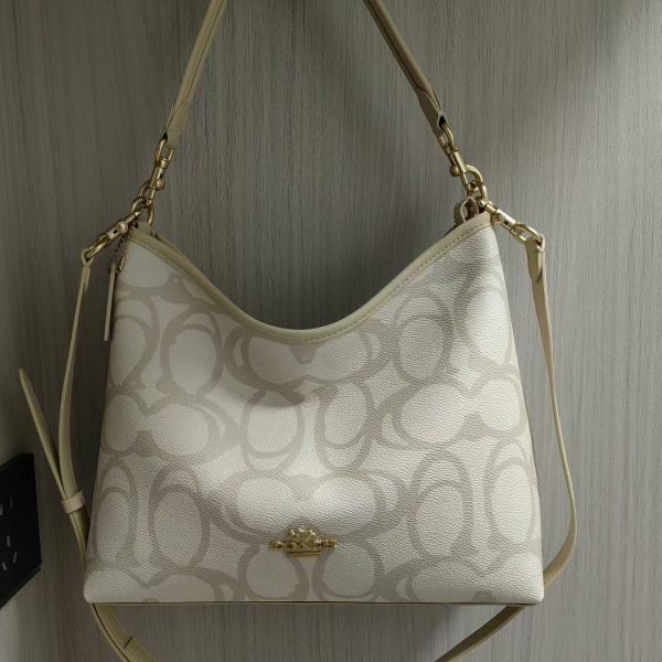 Laurel Leather Shoulder Bag White CBH87