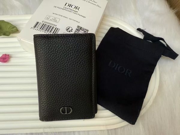 Double Fold Cowhide Leather Card Holder Black