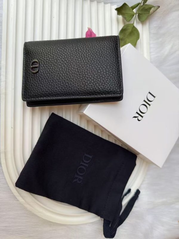 Double Fold Cowhide Leather Card Holder Black - Image 3