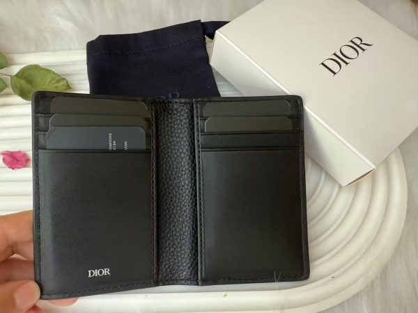 Double Fold Cowhide Leather Card Holder Black - Image 4