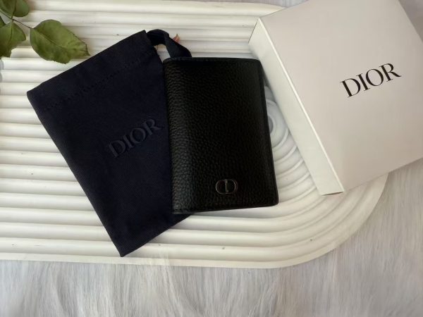 Double Fold Cowhide Leather Card Holder Black - Image 5
