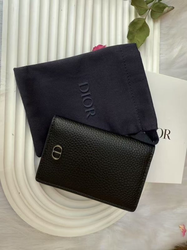 Double Fold Cowhide Leather Card Holder Black - Image 6