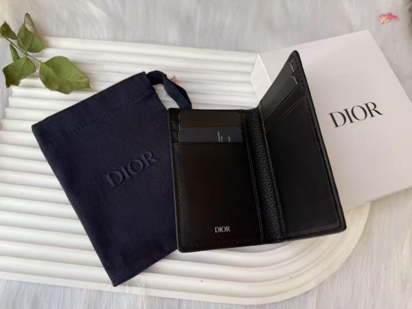 Double Fold Cowhide Leather Card Holder Black - Image 7
