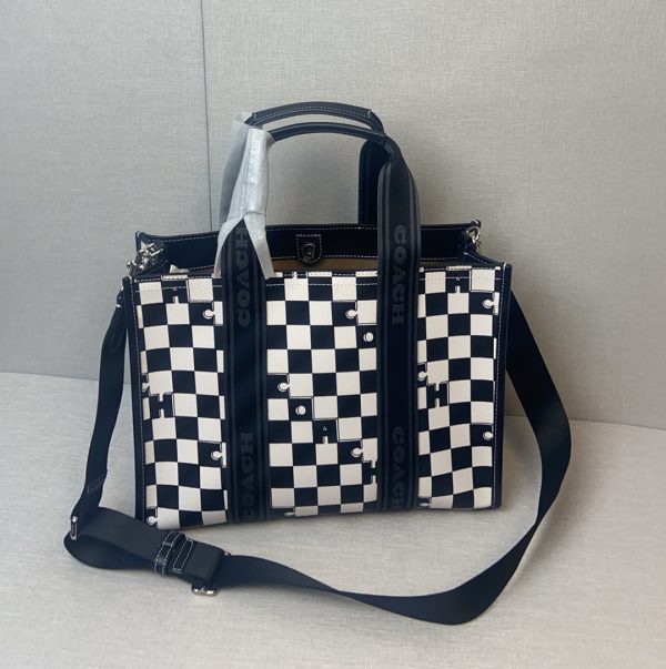 Smith Tote Bag Coated Canvas Leather Black CR101 - Image 6