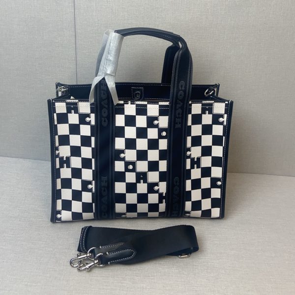 Smith Tote Bag Coated Canvas Leather Black CR101