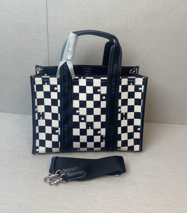 Smith Tote Bag Coated Canvas Leather Black CR101