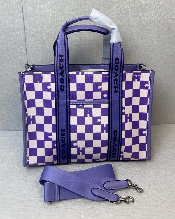 Smith Tote Bag Coated Canvas Leather Checkerboard Print CR101