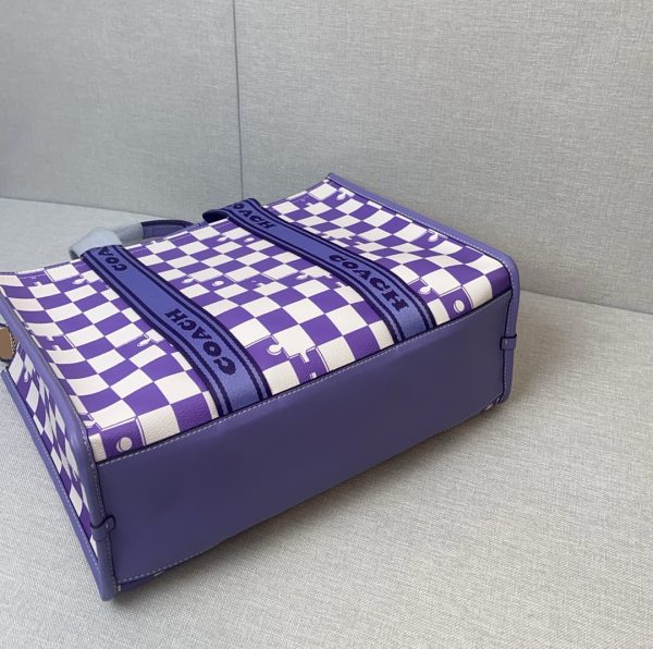 Smith Tote Bag Coated Canvas Leather Checkerboard Print CR101 - Image 7