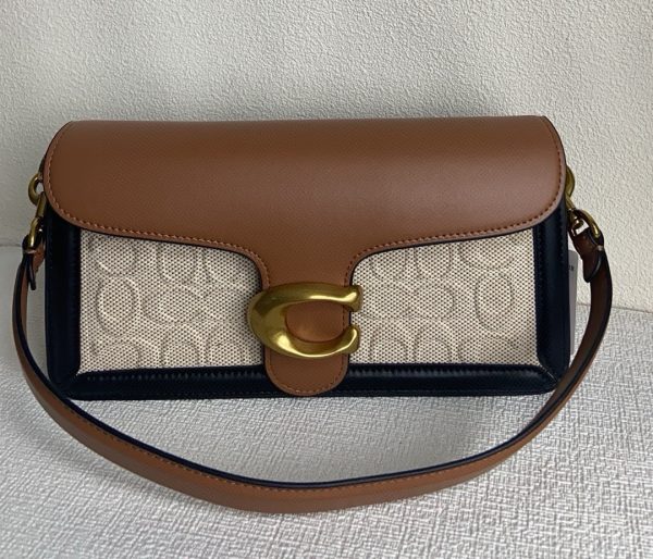 Tabby Canvas Leather Shoulder Bag Brown 89148 - Image 9
