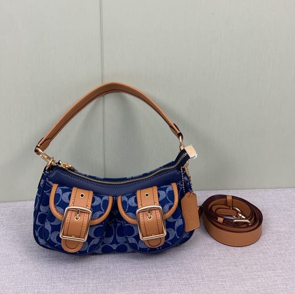 Ashton Baguette In Signature Crossbody Denim Blue CQ184