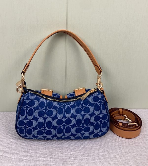 Ashton Baguette In Signature Crossbody Denim Blue CQ184 - Image 3