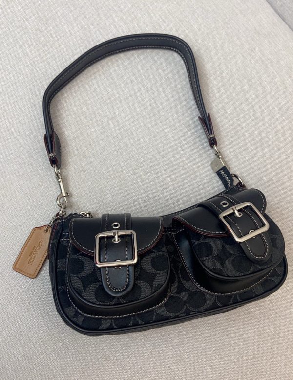 Ashton Baguette Bag Crossbody Signature Black CP114 - Image 9