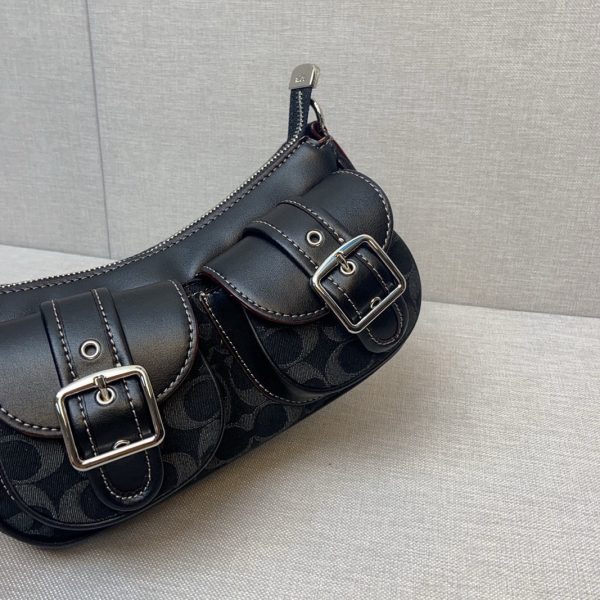 Ashton Baguette Bag Crossbody Signature Black CP114 - Image 6