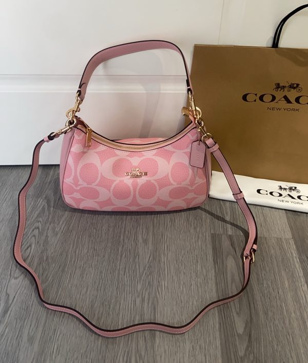 Teri Hobo Bag In Signature Canvas Pink CAL52 - Image 3