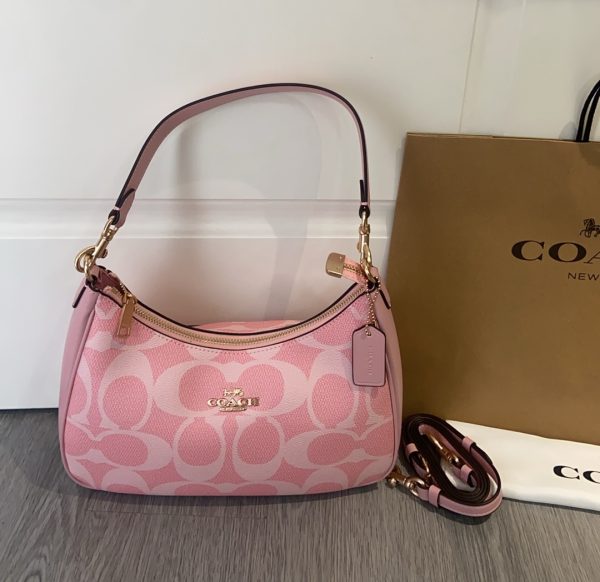 Teri Hobo Bag In Signature Canvas Pink CAL52 - Image 4