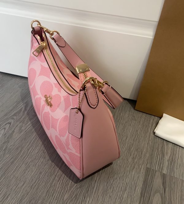 Teri Hobo Bag In Signature Canvas Pink CAL52 - Image 9