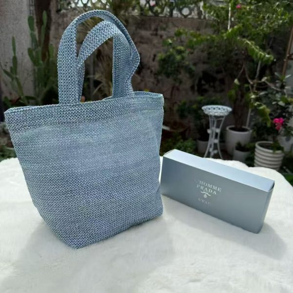 Mini Tote Bag lunch Bag Limited Rattan Blue - Image 3