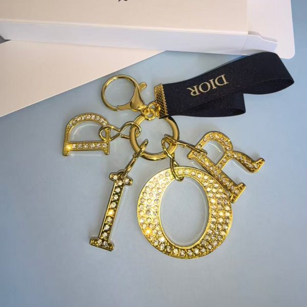 2025 VIP Gift Black Holiday Ribbon Key Ring Crystal Key Chain Bag Charm