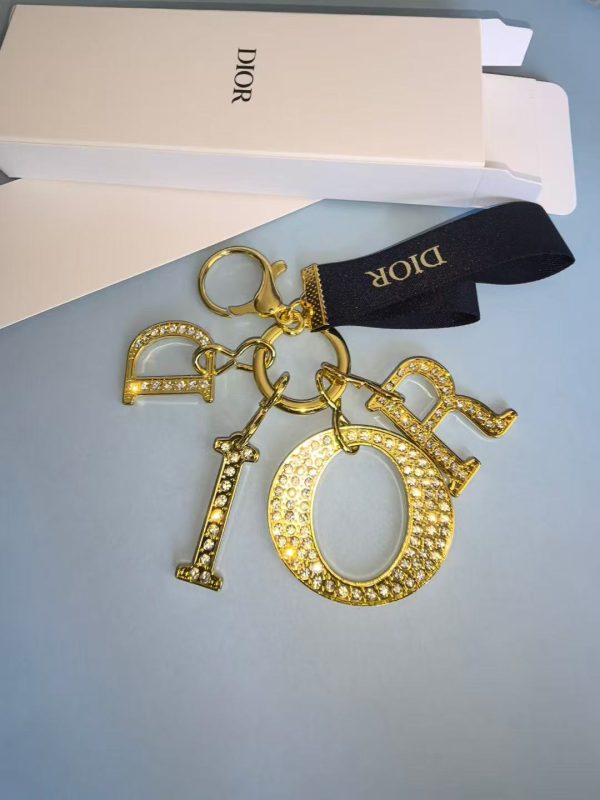2025 VIP Gift Black Holiday Ribbon Key Ring Crystal Key Chain Bag Charm