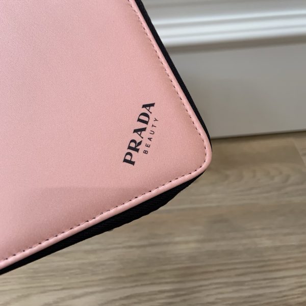 Beauty Makeup Bag Triangle Zip Around Pink Black Cosmetics Pouch - Image 9