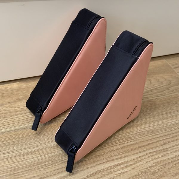 Beauty Makeup Bag Triangle Zip Around Pink Black Cosmetics Pouch - Image 5